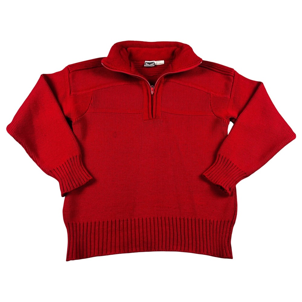 Vintage Obermeyer Stefan Quarter Zip Sweater Mens Medium Red Heavy‎ Wool Classic